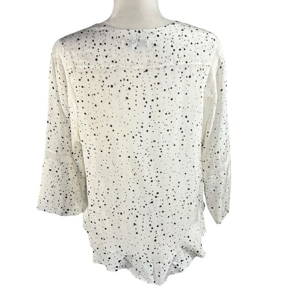 IRO Silk Medium Blouse Women's Sz 4-6 White w Black Abstract Dots Gwen Size 36 F - Picture 12 of 14